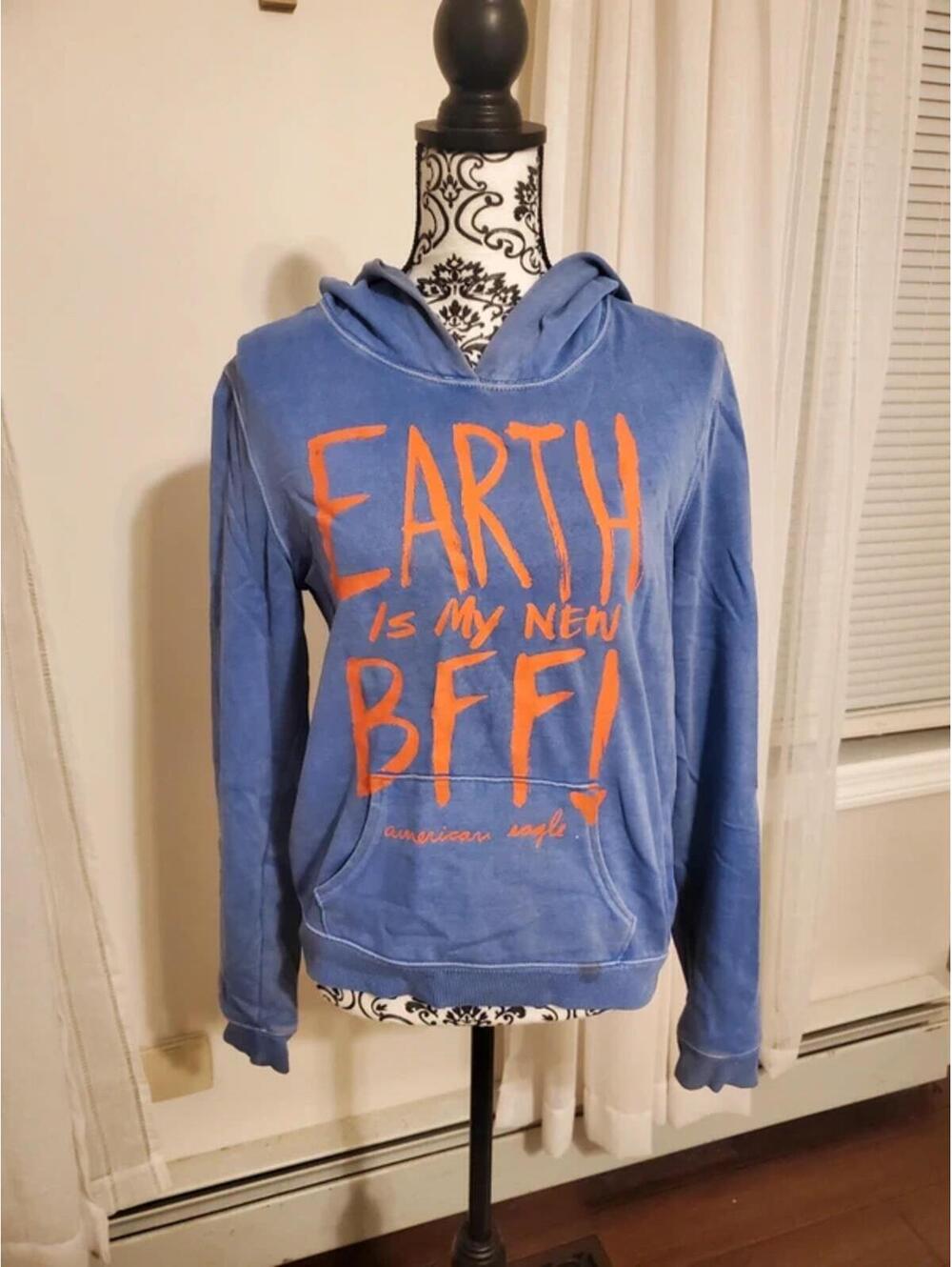 Vintage American Eagle Women's Blue Hoodie